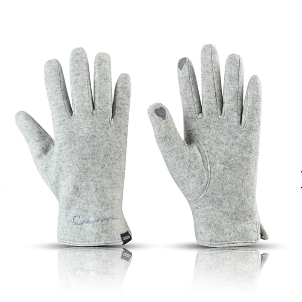 NEW Pure Wool Double-layer Ultra Soft Lining Touch Screen Gloves Gray